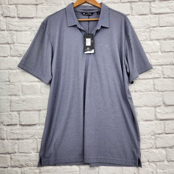 Travis Mathew Mens Heather Vintage Indigo Polo Shirt 2XL Golf Outdoors NEW - Picture 1 of 11